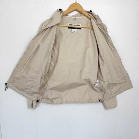 Columbia Windbreaker Jacket Beige Full Zip Hooded Size Large - Picture 5 of 10